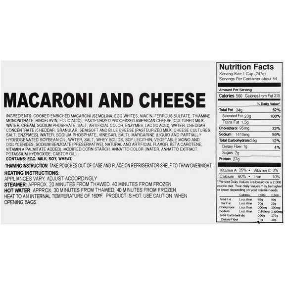 Tyson Macaroni and Cheese Entree, 5 Pound -- 6 per Case.