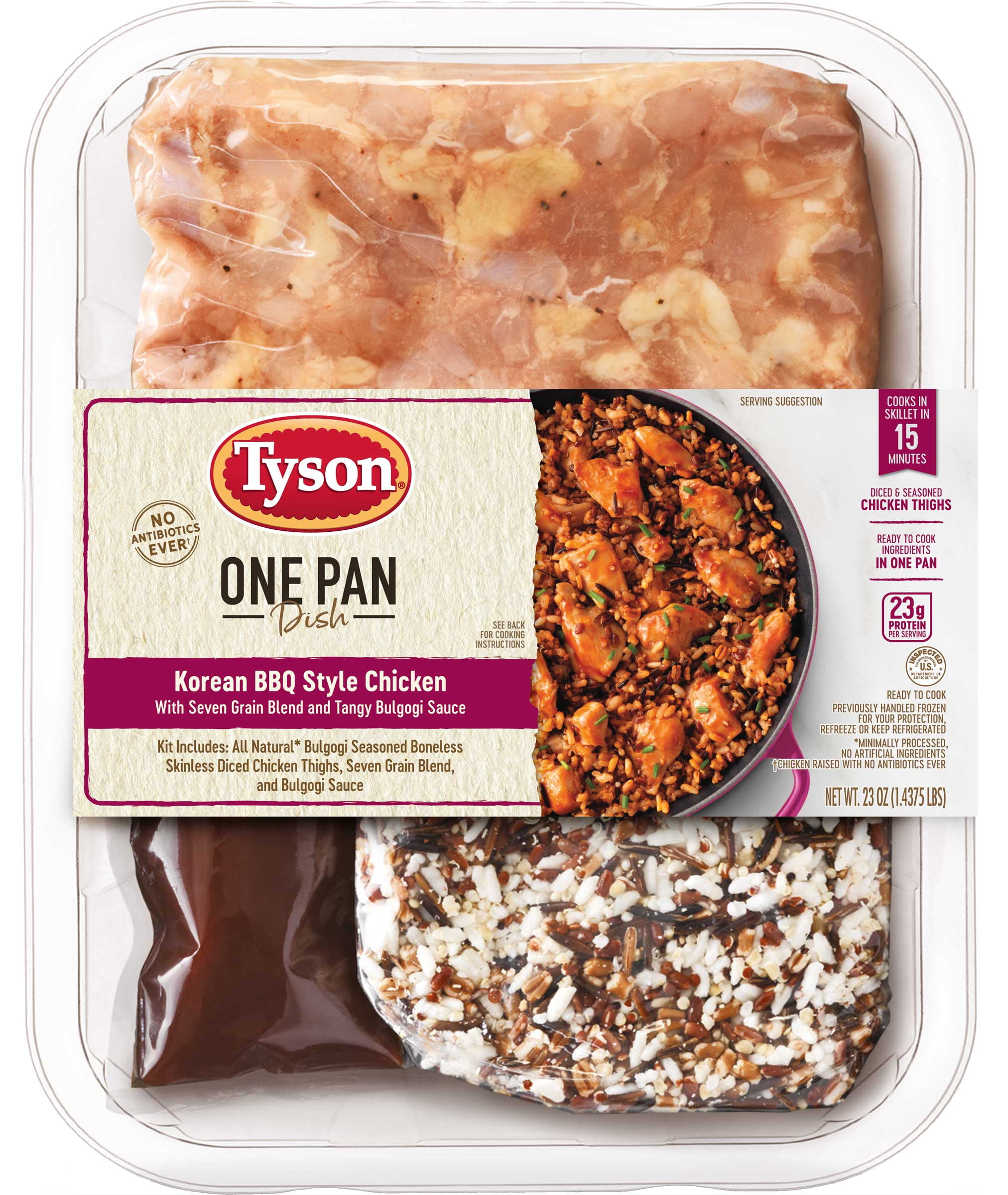 Tyson One Pan Dish Korean BBQ Style Chicken 1.438 Pound 4 per Case