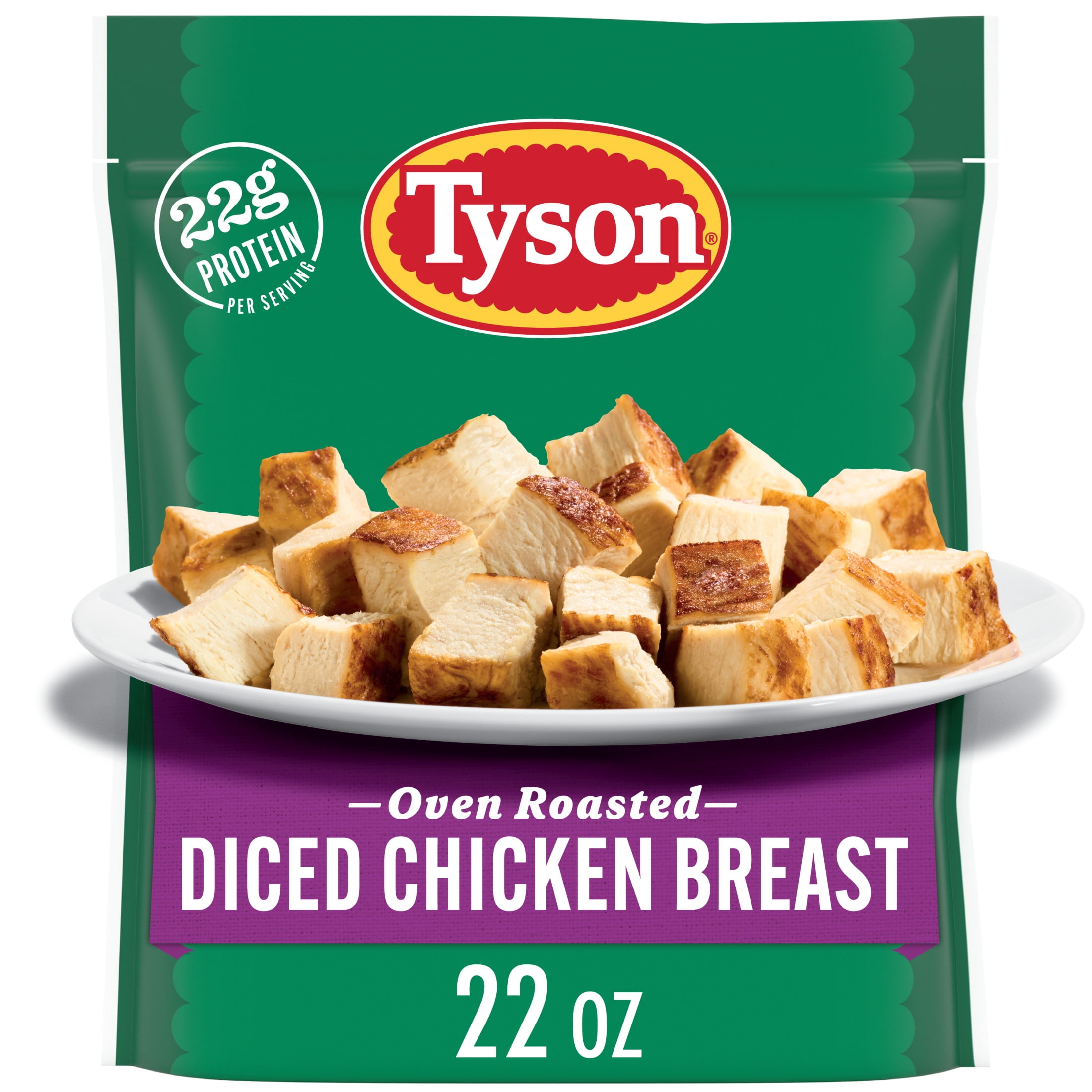 GRILLED & READY Tyson Oven Roasted Diced Chicken Breast, 22 oz (Frozen, Fully Cooked)