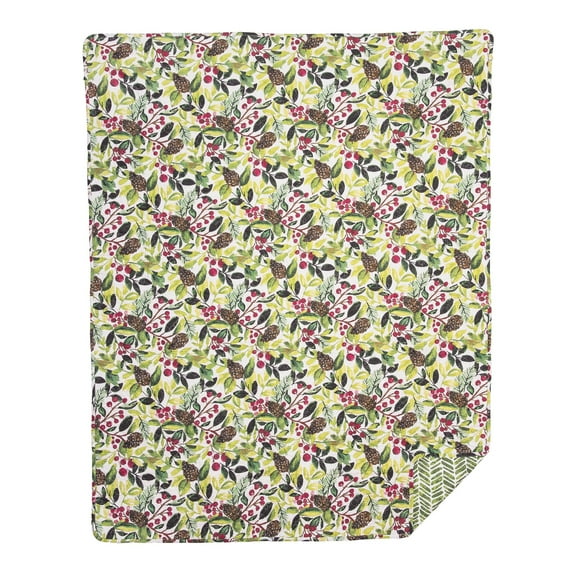 Tyson Pinecones & Berries Watercolor Pattern 100% Cotton Accent Throw Blanket 48" x 60"