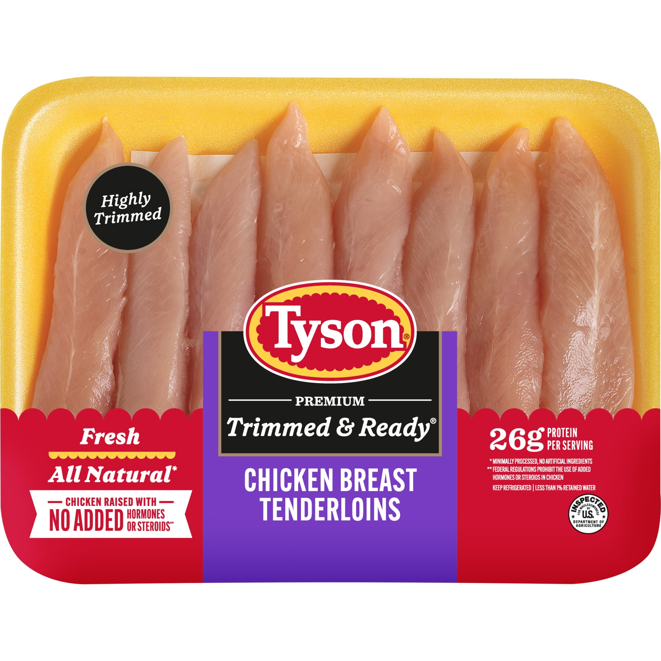 Tyson Trimmed & Ready All Natural Chicken Breast Tenderloins, 1.0 - 2.0 lb Tray
