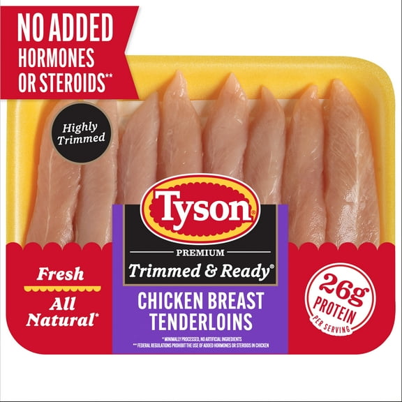 Tyson Trimmed & Ready All Natural Chicken Breast Tenderloins, 1.0 - 2.0 lb Tray
