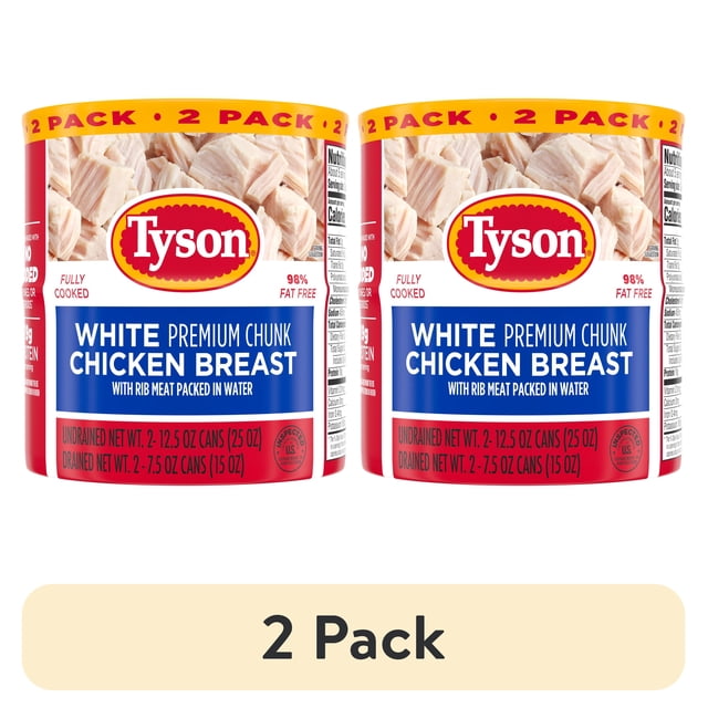 (2 pack) Tyson White Premium Chunk Chicken Breast, 12.5 oz Can (2 Pack ...