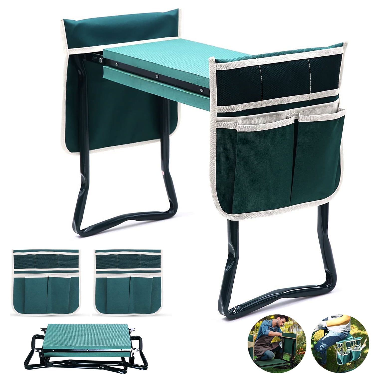 Tysonir Garden Folding Kneeler Seat Folding Garden Stool, Gardening