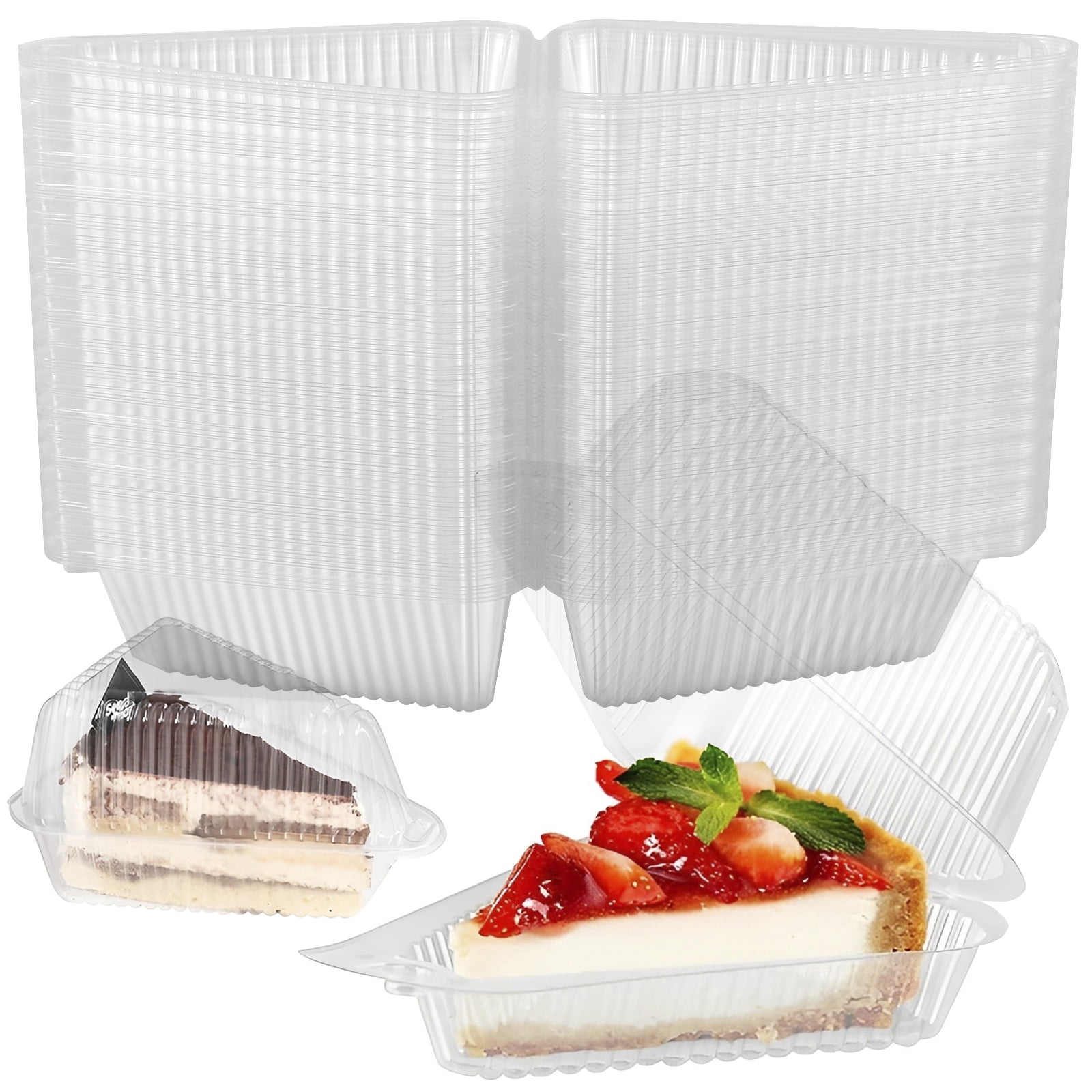 Tysrjsv 150 Pieces Cake Slice Plastic Containers, 5 Inches Hinged Lid