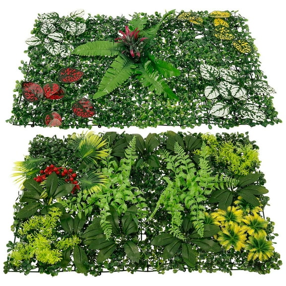 Tysrjsv 2Pcs Plastic Artificial Plant Wall Panel Versatile Weather Resistant Imitation Greenery Wall Decor for Indoor Outdoor Garden Backyard