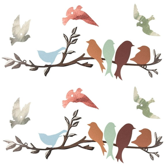 Keyohome Metal Bird Wall Art Decor Birds on The Branch Decor Metal Sculpture Silhouette Ornament Branch Wall Hanging Sign for Balcony Garden Home,2Pcs,Colorful