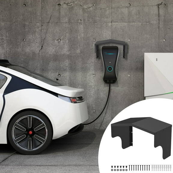 Tysrjsv EV Charger Protective Cover Metal Electric Vehicle Charger Protective Roof Charging Post Roof with Installation Accessories Electric Charger Protective Cover for Outdoor EV Charging