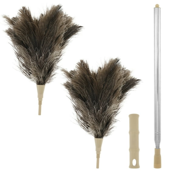 Tysrjsv Feather Duster Handheld Feather Duster with Extension Pole 29 to 83 Inches Practical Long Feather Duster Decorative Retractable Feather Duster for Home and Car Cleaning