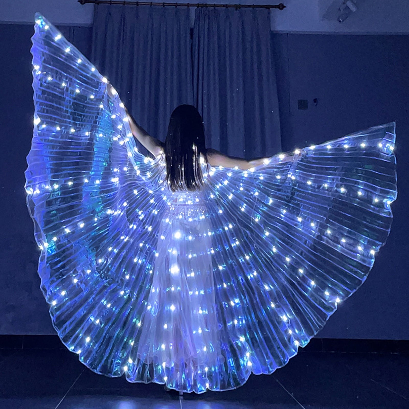 Tysrjsv Light Up Wings LED Belly Dance Wings Girl Light Up Angel Dance Wings with Sticks