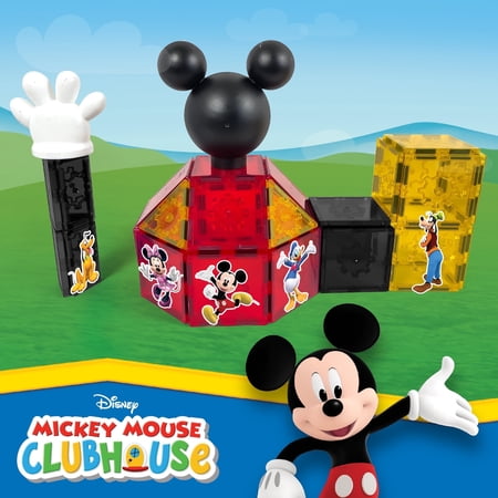 Official Disney Mickey Mouse Clubhouse 37-Piece Magnetic Tile Set – STEM Toy for Kids 3+, Includes Magnetic Mickey Head & Hand, Safe Creative Play