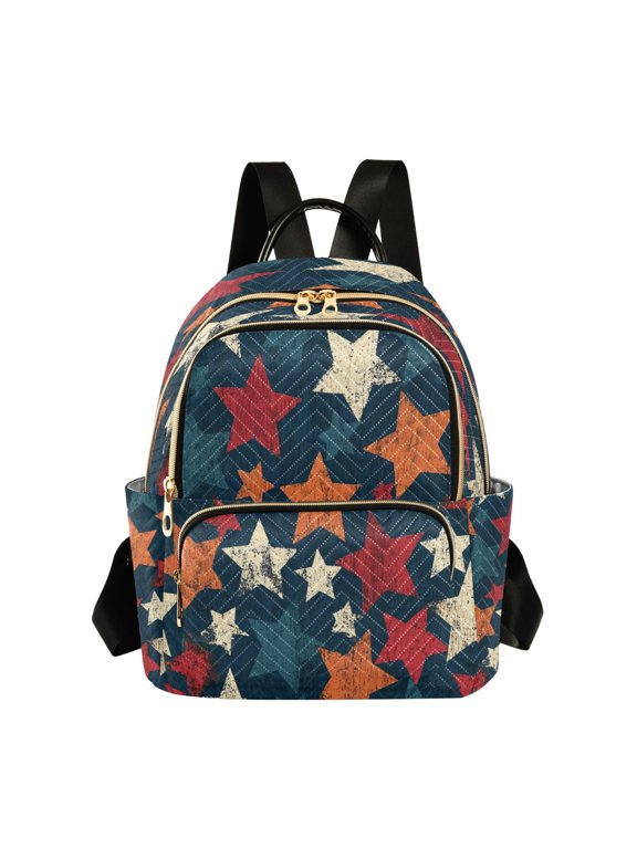 Tytddzy Fashion Backpack Purse For Women Large Shoulder Bags, Vintage Red Star Printed 8.5L