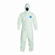 Tyvek 400 Hooded Disposable Coveralls, Zipper, Elastic Wrist, Elastic Ankle, White, 2XL, PK25