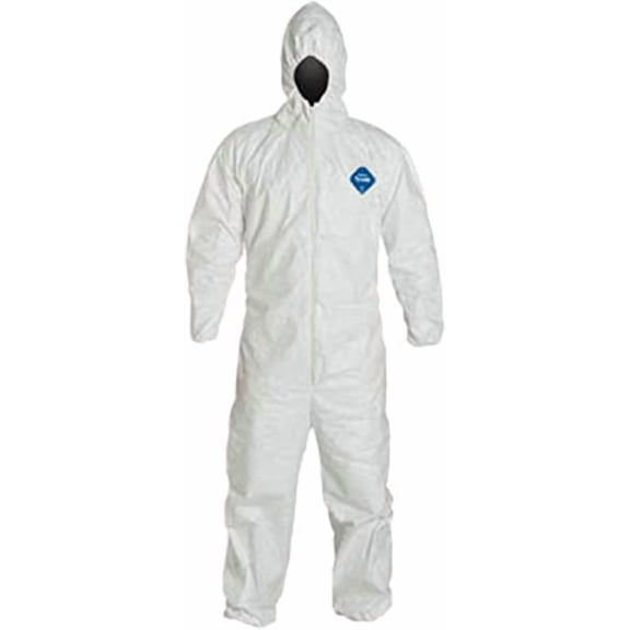 Tyvek Controlled Environment Disposable Apparel with Elastic Wrists, Ankles and Hood, 2XL
