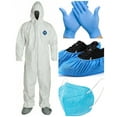 thumbnail image 1 of Tyvek DuPont Combo Pack XL Disposable Hazmat PPE Coverall Elastic Wrist, Ankles, Bootie, Gloves, Mask, 1 of 5