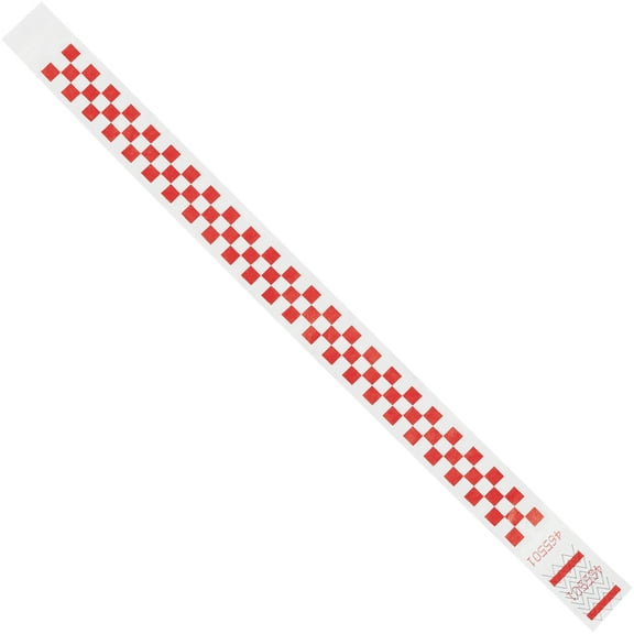 Tyvek WR103RD 0.75 x 10 in. Red Checkerboard Wristbands - Case of 500