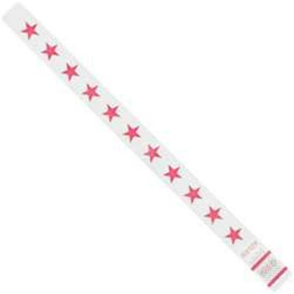 Tyvek Wristbands 3/4" x 10" Pink Stars 500/Case WR104PK