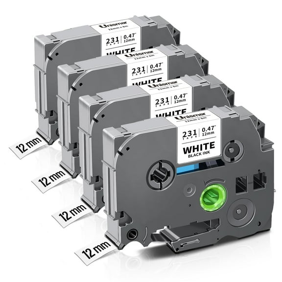 Tz-231 12mm 0.47 Laminated White Tze Label Tape Compatible for Brother Tze-231 Black on White Refill Work for Ptouch Label Maker PTD220 PTH111 PTD210 PTH110 PTD600 PTD200 PTD410, 1/2' x 26.2'