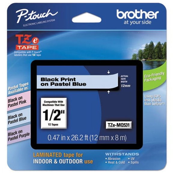 Tz Standard Adhesive Laminated Labeling Tape, 0.47" X 26.2 Ft, Pastel Blue | Bundle of 5 Each
