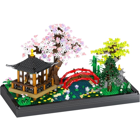 TzFioy Tranquil Japanese Garden Micro Brick Building Set (2280 Pieces) – Zen Garden Model Educational Toy Gift for Kids and Adults