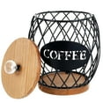 thumbnail image 1 of Tzdxfgl Coffee Pod Holders Basket with Wood Lid, Large Capacity K Cup Holders for Counter, Black, 1 of 11