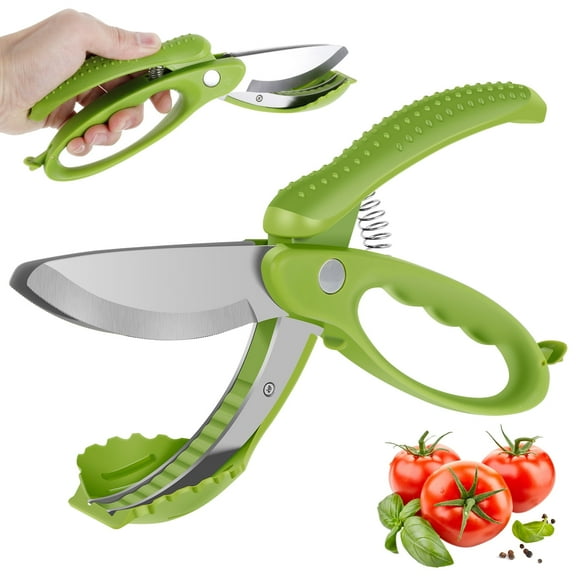 Tzdxfgl Kitchen Salad Scissors, Toss and Chop Salad Tongs, Double Blade Salad Chopper