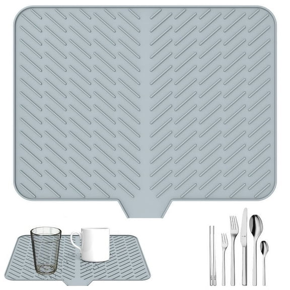 Tzdxfgl Silicone Dish Drying Mat with Built-in Drain Lip Non-Slip Fast Drying Draining Mat Heat Resistant Dish Drying Pad 23 X 17 Inches