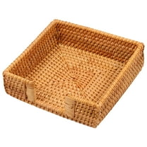 Tzdxfgl Square Rattan Napkin Holder for Table, 7" x 7" x 2", Natural