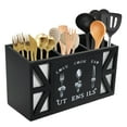 thumbnail image 1 of Tzdxfgl Wood Kitchen Utensil Holder for Countertop, Silverware Organizer with 3 Compartments, Large, Black, 1 of 11