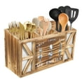 thumbnail image 1 of Tzdxfgl Wood Kitchen Utensil Holder for Countertop, Silverware Organizer with 3 Compartments, Large, Brown, 1 of 11