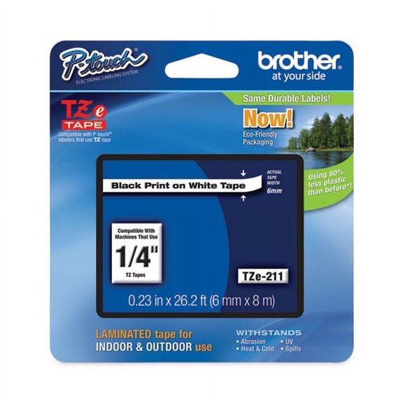 Tze Standard Adhesive Laminated Labeling Tape, 0.23" X 26.2 Ft, Black On White | Bundle of 10 Each