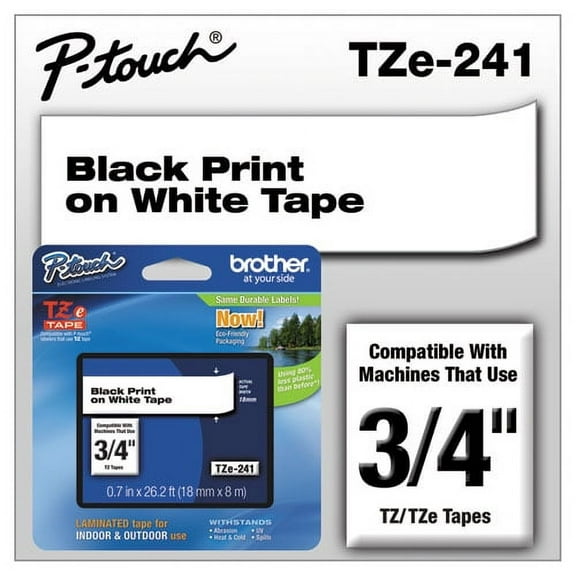 Tze Standard Adhesive Laminated Labeling Tape, 0.7" X 26.2 Ft, Black On White | Bundle of 10 Each