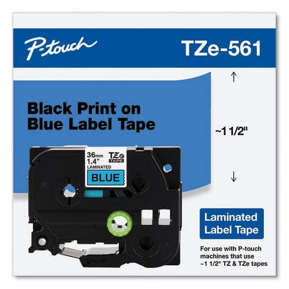 Tze Standard Adhesive Laminated Labeling Tape, 1.4" X 26.2 Ft, Black On Blue | Bundle of 5 Each