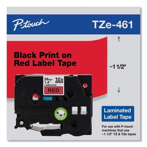 Tze Standard Adhesive Laminated Labeling Tape, 1.4" X 26.2 Ft, Black On Red | Bundle of 2 Each
