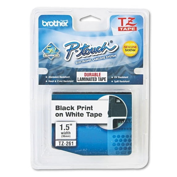 Tze Standard Adhesive Laminated Labeling Tape, 1.4" X 26.2 Ft, Black On White | Bundle of 5 Each