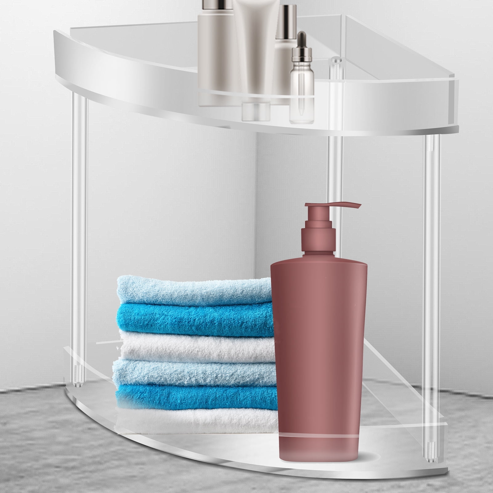 Tzgsonp 2 Tier Corner Bathroom Counter Organizer, Clear Acrylic Corner