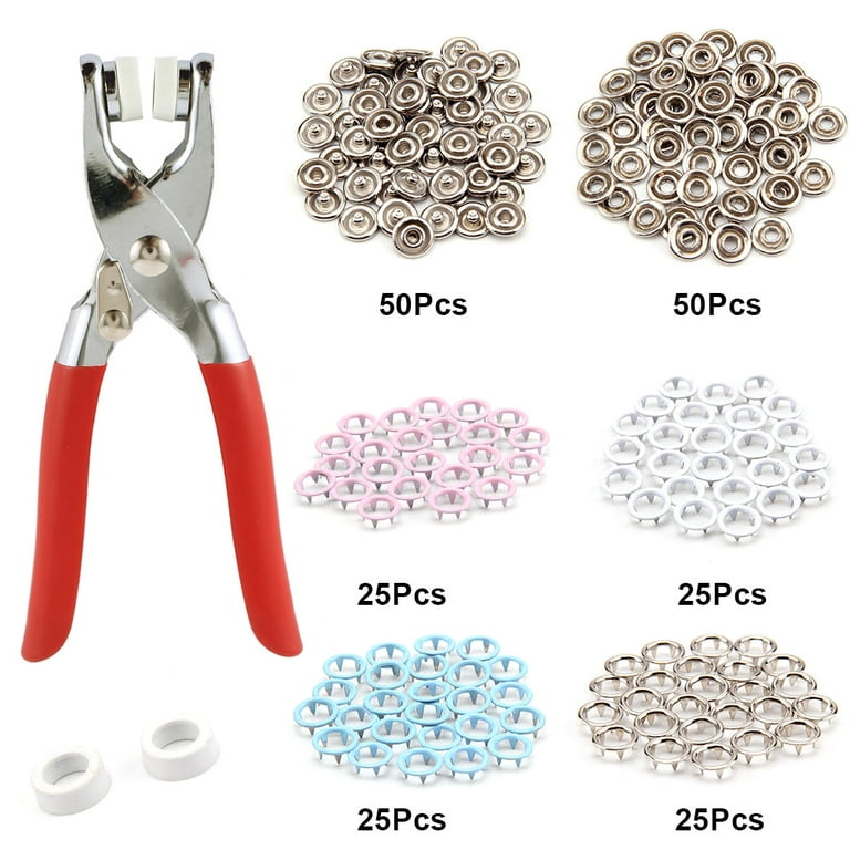 Tzgsonp 200PCS Metal Snap Fasteners Kit Clothing Snaps, 9.5mm Button Snaps  with Snaps Pliers Set for Sewing, Clothing, Crafting, Jackets, Jeans Wears