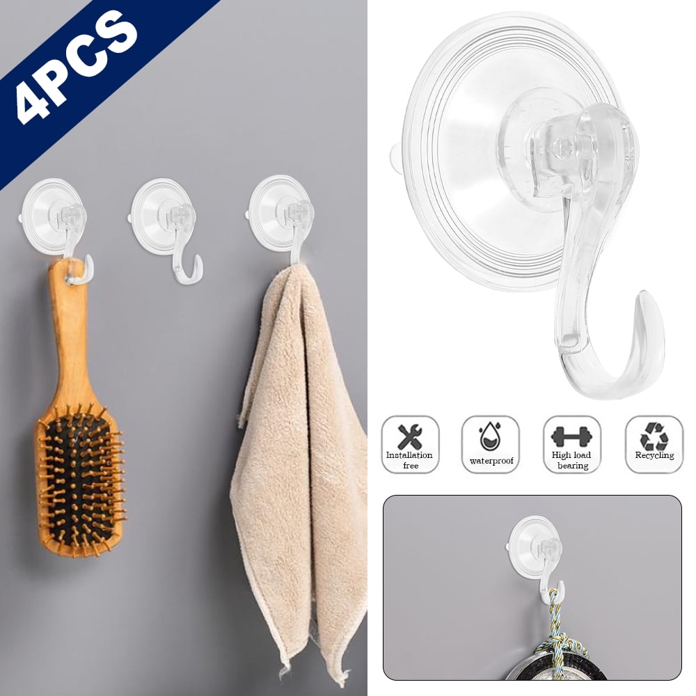 Tzgsonp 4 Pack Wreath Hanger Suction Cup Hooks Clear Vacuum Wreath
