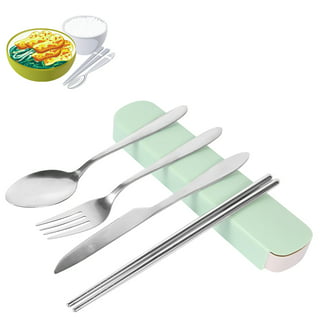 HAGBOU plastic travel utensils, 4 sets plastic spoons and forks set plastic  silverware, portable reusable utensils set with case for