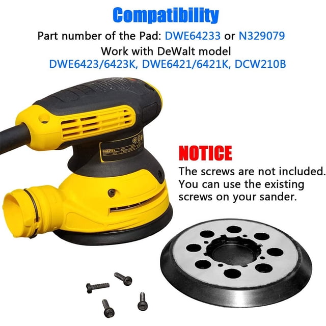 Lot De 2 Patins De Ponçage Orbital 125mm - Pour DeWalt DWE6421, DWE6423, DCW210B - 4 Trous De Fixation