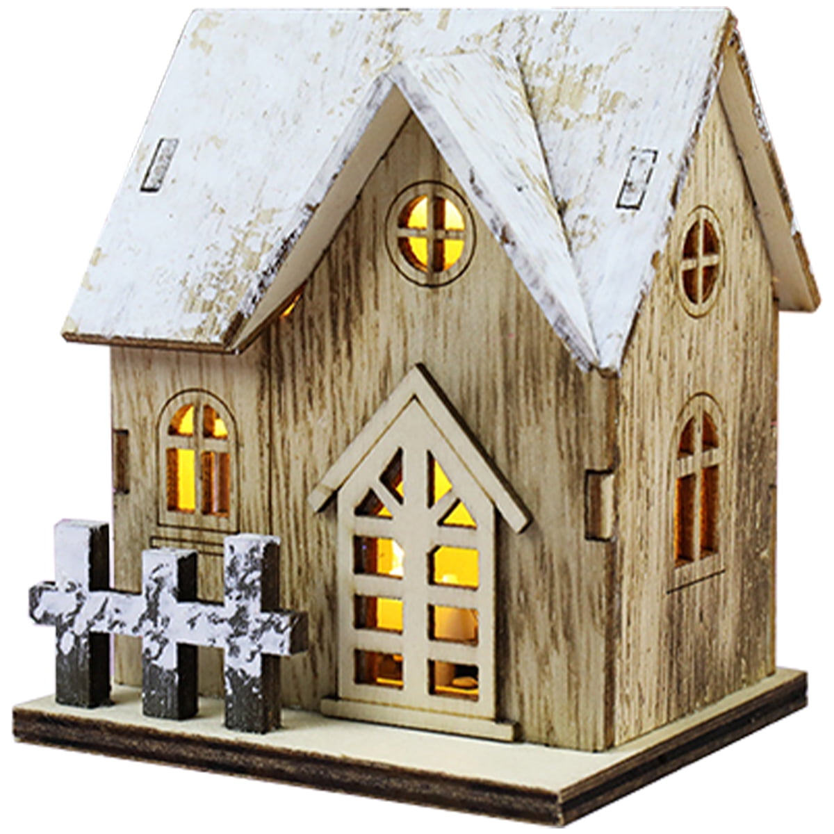 Christmas Wooden Shining Wooden Cabin Family Toy Wooden - Temu Australia