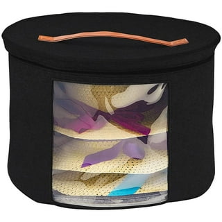 AZHCHKE Large Hat Storage Box for Women & Men, Travel Hat Box with Lid  Foldable Round Cowboy Hat Organizer Box Carrying & Storing Various Types of
