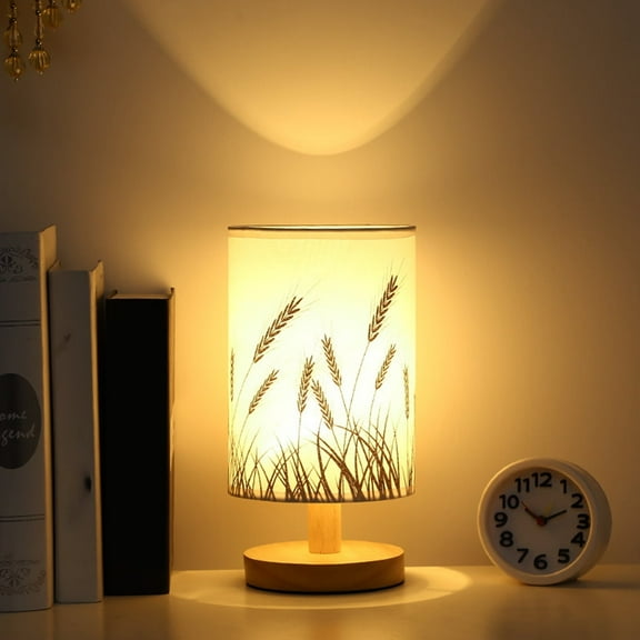 Tzgsonp Linen Table Lamp Touch Control LED Linen Night Lamp w/Warm White Light Linen Nightstand Lamp USB Powered Wooden Beside Lamp for Bedroom Living Room Decoration(color 1)