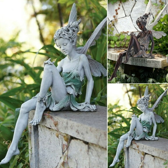 Tzgsonp Sitting Fairy Statue Garden Ornament Resin Craft Landscaping Yard Decoration Home Garden Decoration Outdoor
