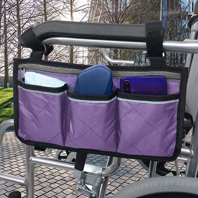 Tzgsonp Wheelchair Side Bag Organizer, Wheelchair Side Bag with Pouches