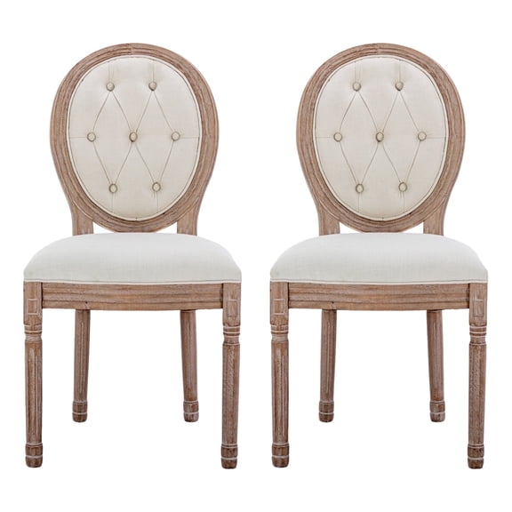 Tzicr French Dining Chairs Set of 2,Mid Century Upholstered Dining Chairs with Rivet Decorated Round Backrest Solid Wood Frame,Farmhouse Dining Chairs for Dining Room, Bedroom, Kitchen.