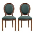thumbnail image 1 of Tzicr French Dining Chairs Set of 2,Mid Century Upholstered Dining Chairs with Round Backrest Solid Wood Frame, Farmhouse Dining Chairs for Dining Room, Bedroom, Kitchen.(Green), 1 of 6