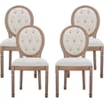 thumbnail image 1 of Tzicr French Dining Chairs Set of 4,Mid Century Upholstered Dining Chairs with Rivet Decorated Round Backrest Solid Wood Frame,Farmhouse Dining Chairs for Dining Room, Bedroom, Kitchen., 1 of 6