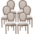 thumbnail image 1 of Tzicr French Dining Chairs Set of 6,Mid Century Upholstered Dining Chairs with Round Backrest Solid Wood Frame, Farmhouse Dining Chairs for Dining Room, Bedroom, Kitchen.(Beige), 1 of 6