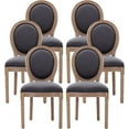 thumbnail image 1 of Tzicr French Dining Chairs Set of 6,Mid Century Upholstered Dining Chairs with Round Backrest Solid Wood Frame, Farmhouse Dining Chairs for Dining Room, Bedroom, Kitchen.(Black), 1 of 6